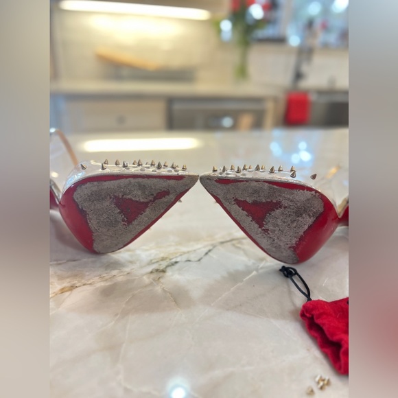 Christian Louboutin SPIKOO 100 light gold & transparent stilettos - Picture 4 of 12